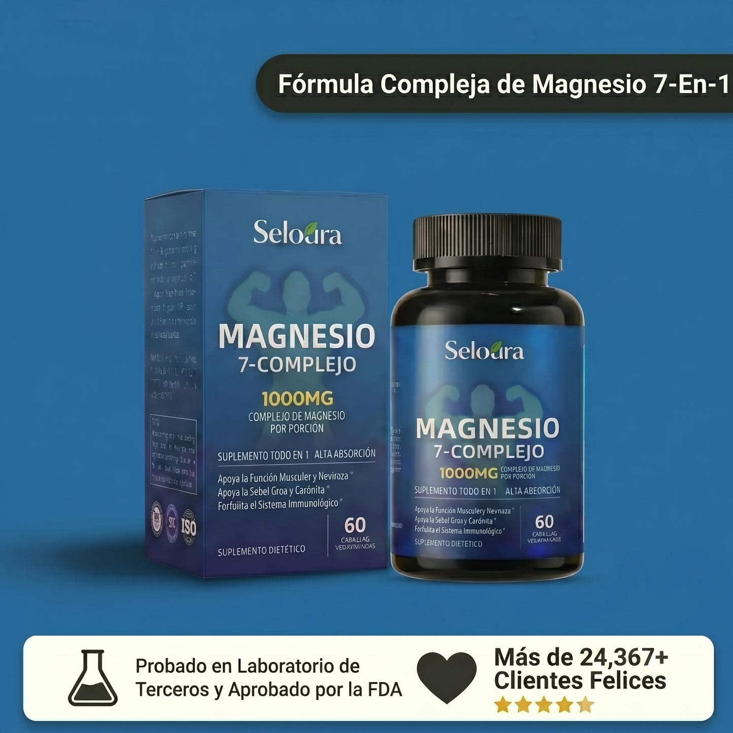 Cápsulas de complejo de magnesio Seloura 7 en 1