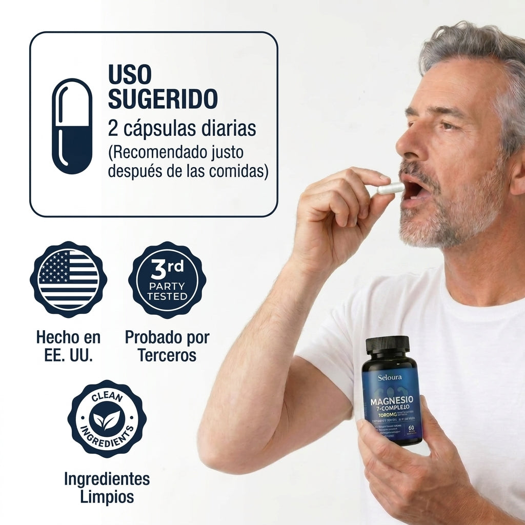 Cápsulas de complejo de magnesio Seloura 7 en 1