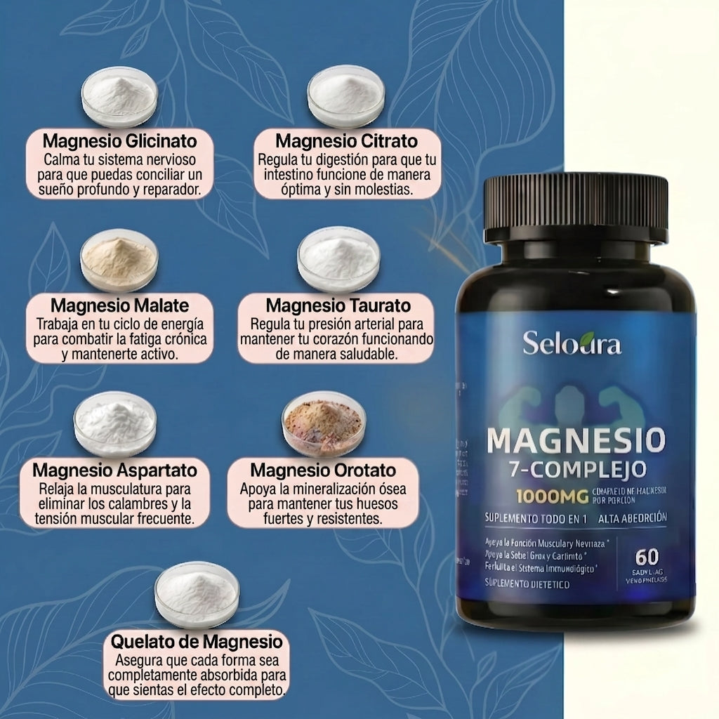 Cápsulas de complejo de magnesio Seloura 7 en 1