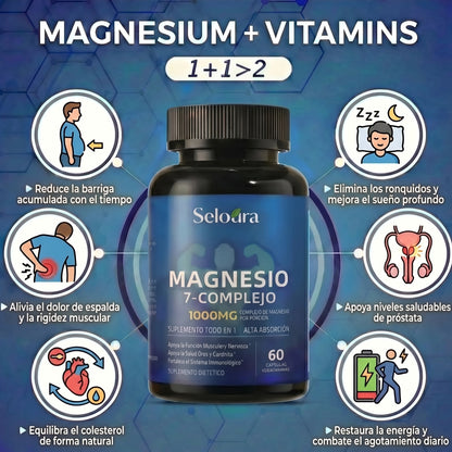 Cápsulas de complejo de magnesio Seloura 7 en 1