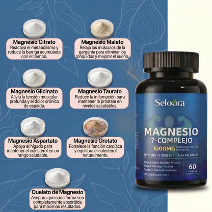 Cápsulas de complejo de magnesio Seloura 7 en 1