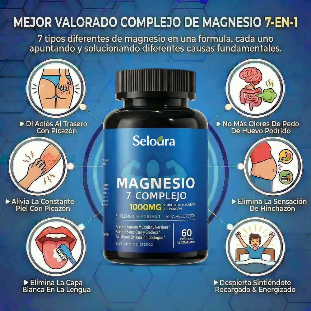 Cápsulas de complejo de magnesio Seloura 7 en 1