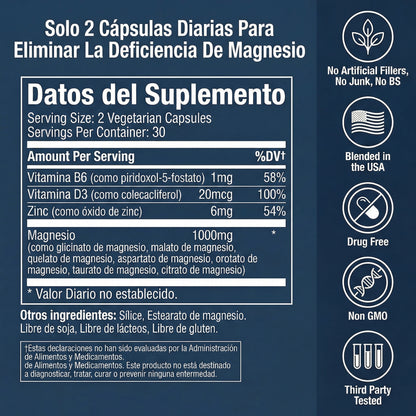 Cápsulas de complejo de magnesio Seloura 7 en 1